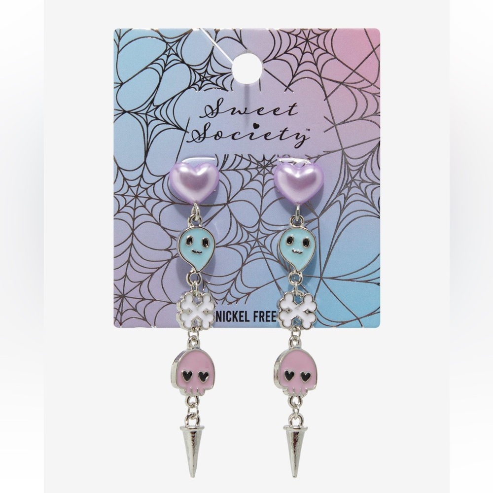 Sweet Society Pastel‎ Ghost Skull Earrings Hot Topic
